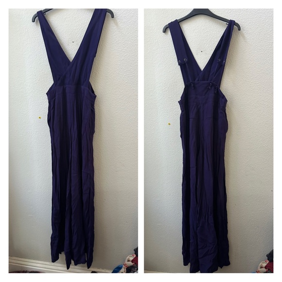 Anthropologie Apron Wide-Leg purple Jumpsuit by Maeve womens 4 - Picture 5 of 6